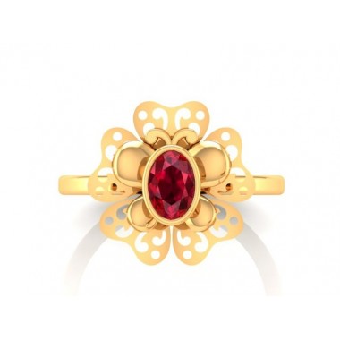 Butterfly with Red Beryl look zircon stone 22k Gold Ring 
